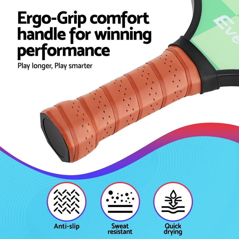 Danoz Sports - Everfit Pickleball Paddle Set Fiberglass with Balls Bag Tournament Kit 2PCS Pickle Balls Rackets - danozdirect