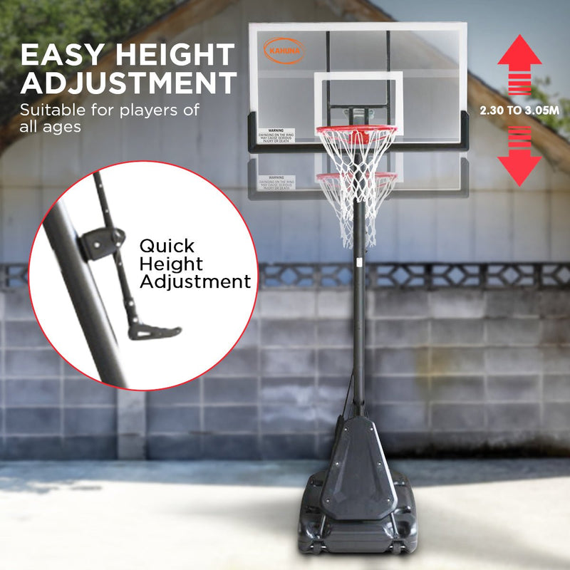 Danoz Sports - Kahuna Portable Basketball Hoop System 2.3 to 3.05m for Kids & Adults - danozdirect