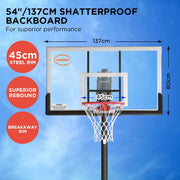Danoz Sports - Kahuna Portable Basketball Hoop System 2.3 to 3.05m for Kids & Adults - danozdirect