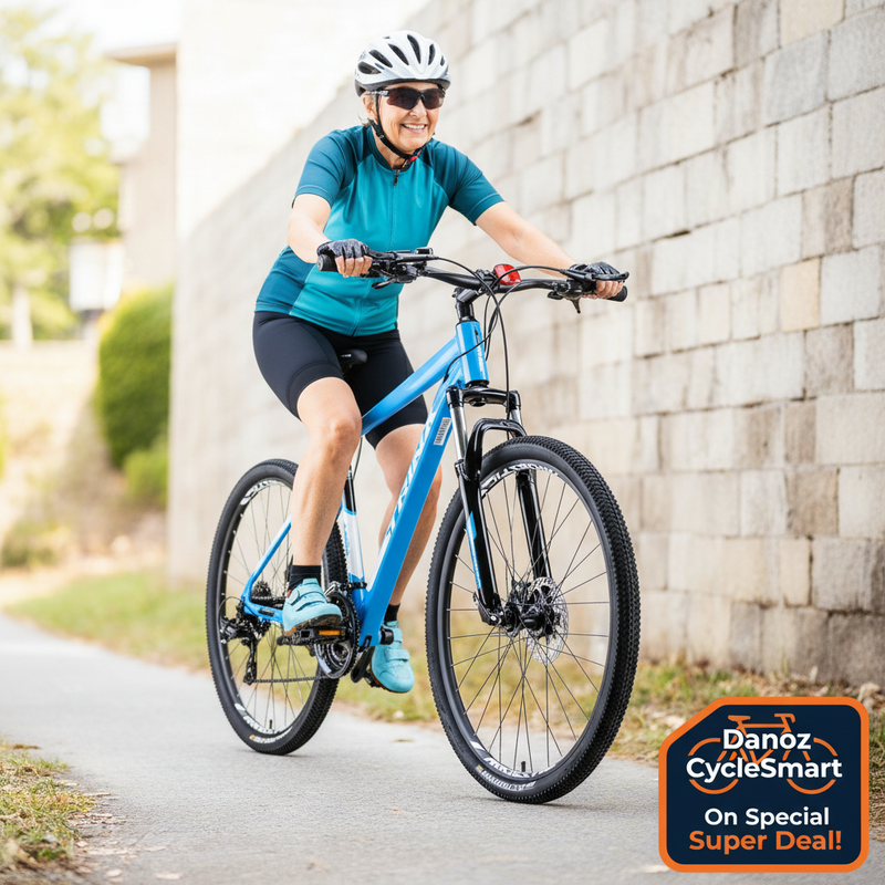 🚴 Danoz CycleSmart | Trinx M600 Elite Mountain Bike | 27.5" | 24 Speed | Shimano | Hydraulic Disc Brakes | 100mm Suspension | Blue White Black