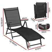 Danoz Sun Lounge Outdoor Lounger Aluminum Folding Beach Chair Camping Patio - danozdirect