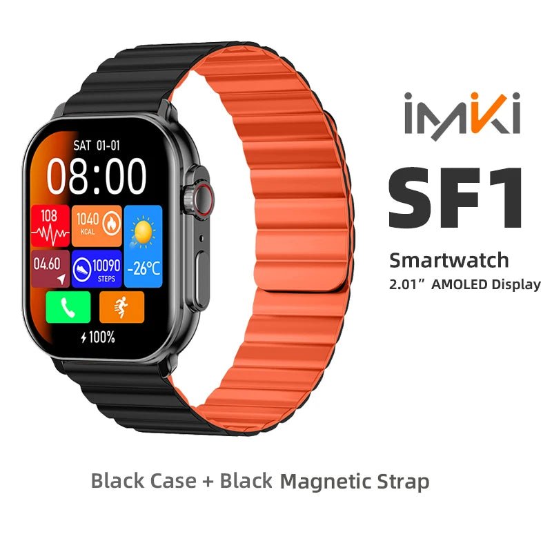 Danoz SuperSmartWatch - IMIKI SF1⌚ 2.01" AMOLED Display 1000nits BT Calling 100+ Sports Modes IP68 Business Fashion Modeling Metal - danozdirect