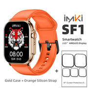 Danoz SuperSmartWatch - IMIKI SF1⌚ 2.01" AMOLED Display 1000nits BT Calling 100+ Sports Modes IP68 Business Fashion Modeling Metal - danozdirect