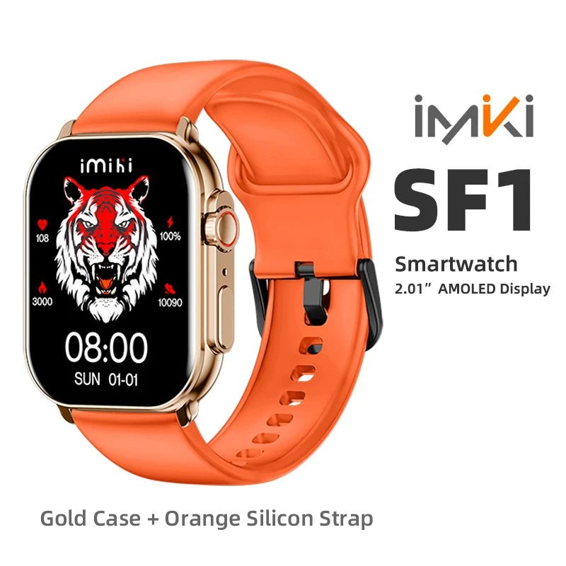 Danoz SuperSmartWatch - IMIKI SF1⌚ 2.01" AMOLED Display 1000nits BT Calling 100+ Sports Modes IP68 Business Fashion Modeling Metal - danozdirect