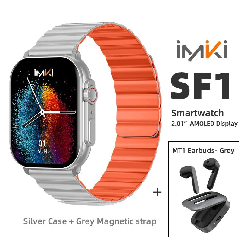 Danoz SuperSmartWatch - IMIKI SF1⌚ 2.01" AMOLED Display 1000nits BT Calling 100+ Sports Modes IP68 Business Fashion Modeling Metal - danozdirect