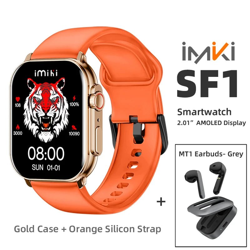 Danoz SuperSmartWatch - IMIKI SF1⌚ 2.01" AMOLED Display 1000nits BT Calling 100+ Sports Modes IP68 Business Fashion Modeling Metal - danozdirect