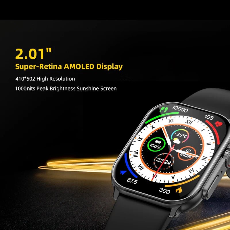 Danoz SuperSmartWatch - IMIKI SF1⌚ 2.01" AMOLED Display 1000nits BT Calling 100+ Sports Modes IP68 Business Fashion Modeling Metal - danozdirect