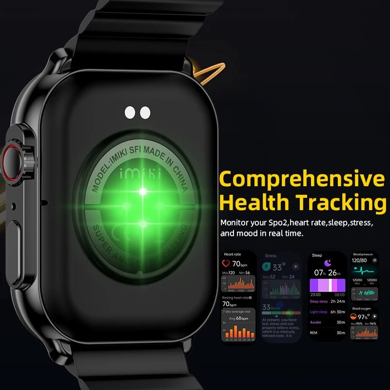 Danoz SuperSmartWatch - IMIKI SF1⌚ 2.01" AMOLED Display 1000nits BT Calling 100+ Sports Modes IP68 Business Fashion Modeling Metal - danozdirect