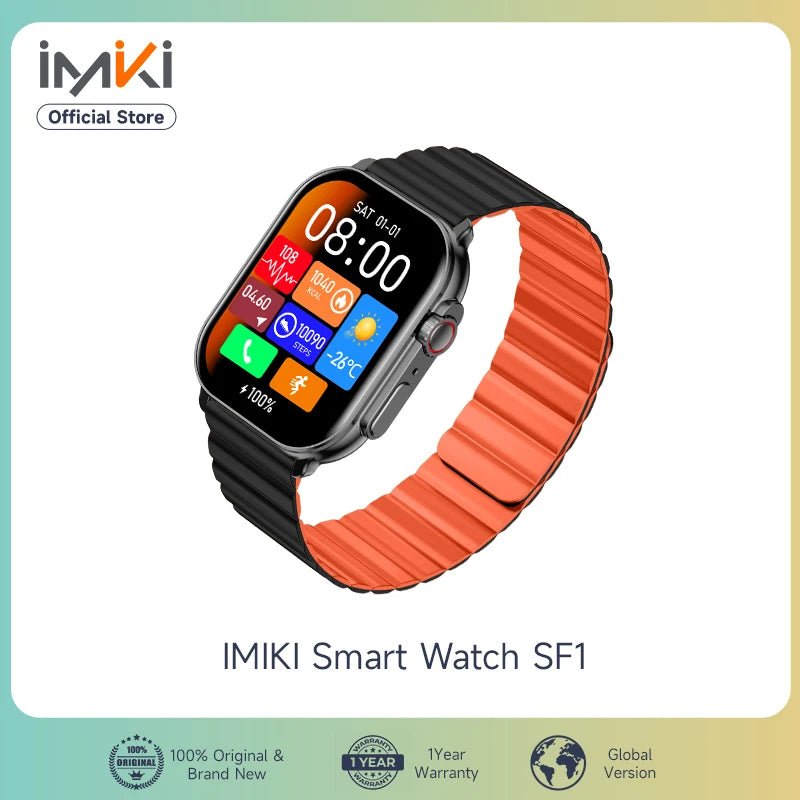 Danoz SuperSmartWatch - IMIKI SF1⌚ 2.01" AMOLED Display 1000nits BT Calling 100+ Sports Modes IP68 Business Fashion Modeling Metal - danozdirect