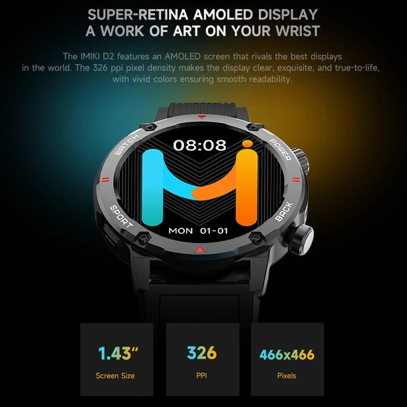 Danoz SuperSmartWatch ⌚ Retina AMOLED Display Long Battery Life Water Resistant 3ATM 24H Health Management - danozdirect