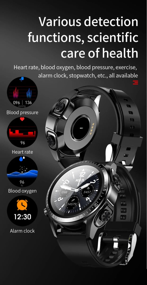 Danoz SuperSmartWatch ⌚ With Earbuds TWS Bluetooth Call Music Control Blood Pressure + More - danozdirect