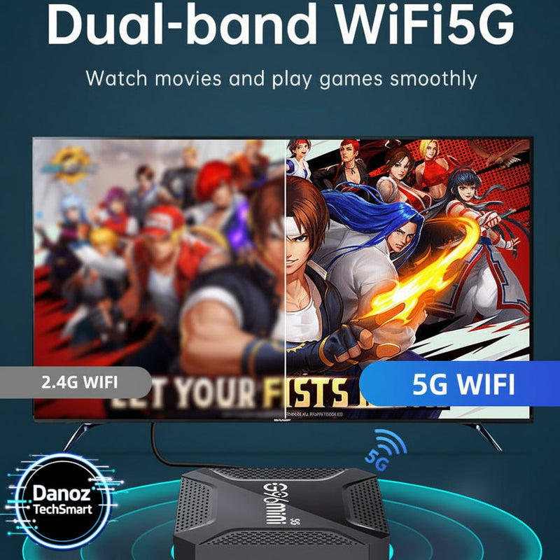 Danoz TechSmart G96mini 8K Android TV Box - Dual WiFi Media Player, Voice Remote Control - danozdirect