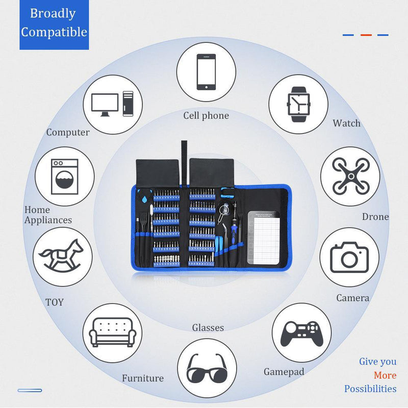 Danoz Tools - Professional 140 - in - 1 Precision Screwdriver Repair Tool Kit in Portable Oxford Bag(blue) - danozdirect