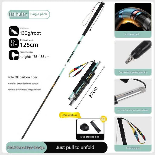 Danoz Ultralight Carbon Fiber Foldable Trail Running & Hiking Pole(blue Recommended height range 175 - 185cm) - danozdirect