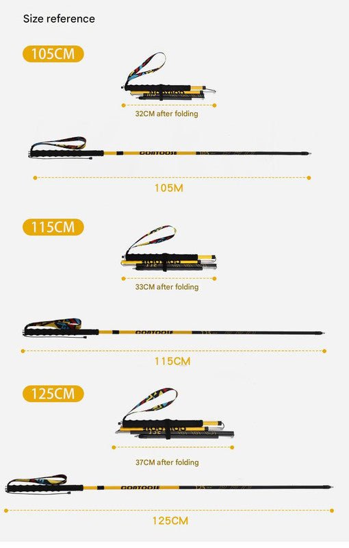 Danoz Ultralight Carbon Fiber Foldable Trail Running & Hiking Pole(yellow Recommended height range 175 - 185cm) - danozdirect