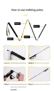 Danoz Ultralight Carbon Fiber Foldable Trail Running & Hiking Pole(yellow Recommended height range 175 - 185cm) - danozdirect