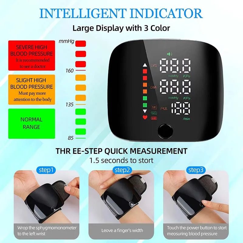 Danoz USB chargeable Wrist Blood Pressure Monitor! fun, fast, and handy digital tensiometer gives you quick, accurate readings! - danozdirect