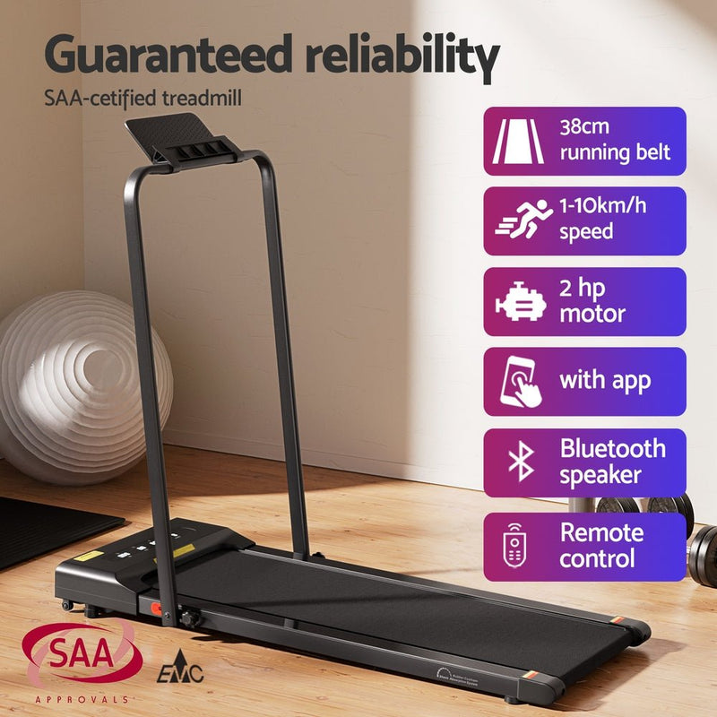 Danoz WalkAbout Treadmill Electric Walking Pad Under Desk Home Gym Fitness 380mm Black - danozdirect
