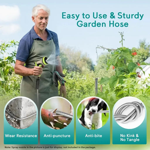 Danoz Waterblast - Stainless Steel Garden Hose Metal Water Hose Patio Outdoor RV Car Wash Hose Watering Gun Hose Gardening Accessories - danozdirect