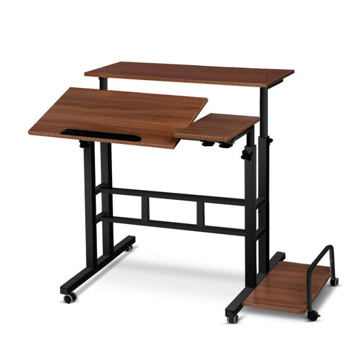 Danoz WorkWise - Laptop Desk Table Adjustable Dark Wood 80CM - Sit or Stand - Free Postage! - danozdirect