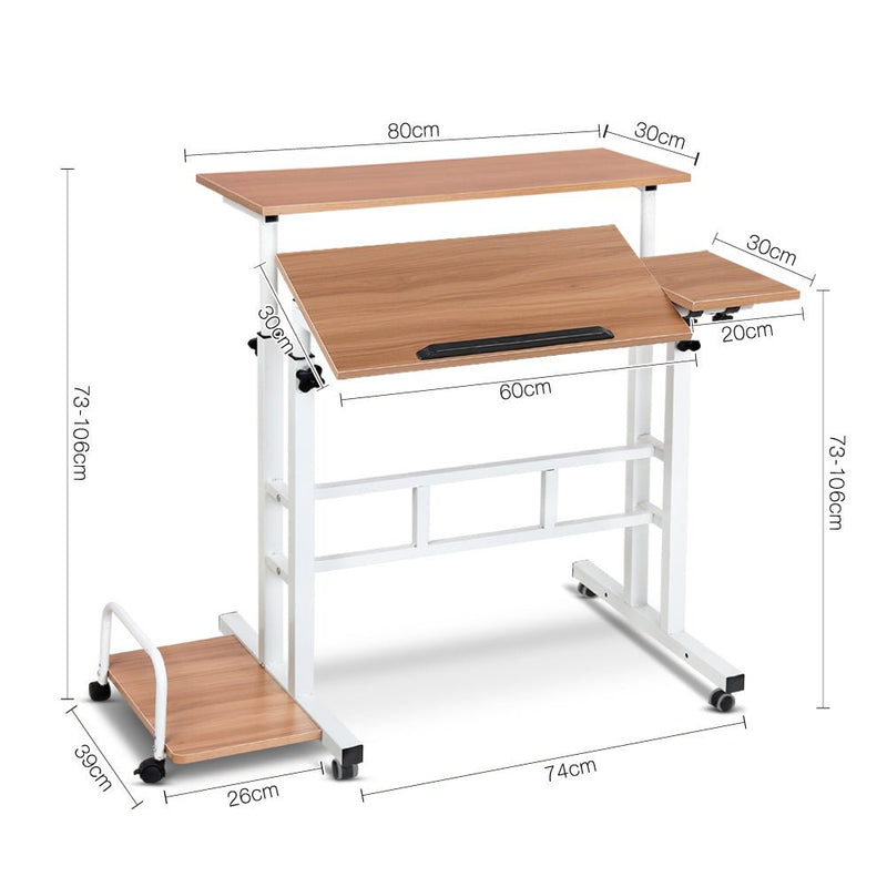 Danoz WorkWise - Laptop Desk Table Adjustable Light Wood 80CM - Sit or Stand - Free Postage! - danozdirect