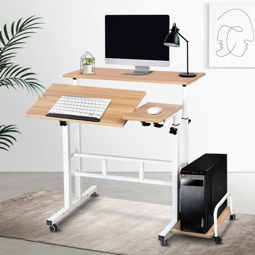 Danoz WorkWise - Laptop Desk Table Adjustable Light Wood 80CM - Sit or Stand - Free Postage! - danozdirect