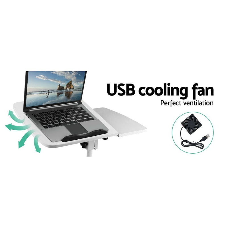 Danoz WorkWise, Laptop Desk Table with Fan Cooling White 60CM - Free Postage! - danozdirect