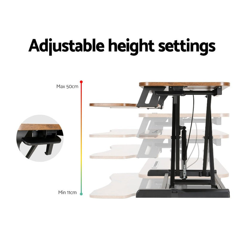 Danoz WorkWise - Standing Desk Riser Height Adjustable Rustic Brown 80CM - Free Postage! - danozdirect