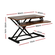 Danoz WorkWise - Standing Desk Riser Height Adjustable Rustic Brown 80CM - Free Postage! - danozdirect
