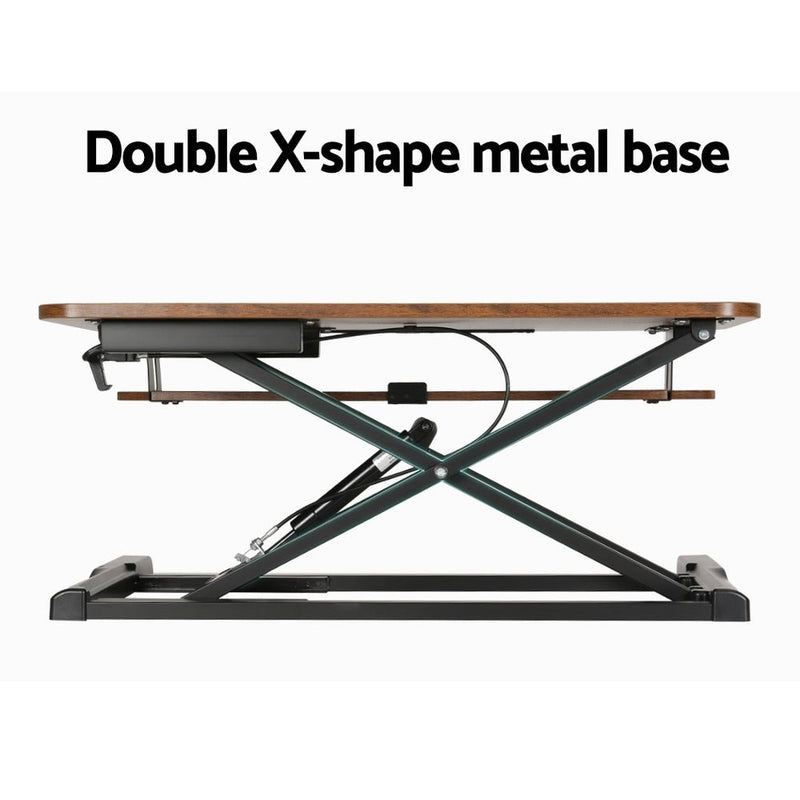 Danoz WorkWise - Standing Desk Riser Height Adjustable Rustic Brown 80CM - Free Postage! - danozdirect