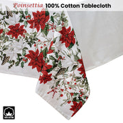 Danoz Xmas🎅 100% Cotton Ashdene Poinsettia Festive Christmas Holiday Tablecloth 150 x 230 cm - danozdirect