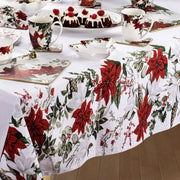 Danoz Xmas🎅 100% Cotton Ashdene Poinsettia Festive Christmas Holiday Tablecloth 150 x 230 cm - danozdirect