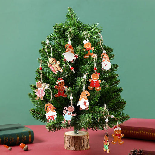 Danoz Xmas - (2 set) Christmas Gnome Ornaments Set - Festive Wooden Decorations for Tree, Set of 12 - danozdirect