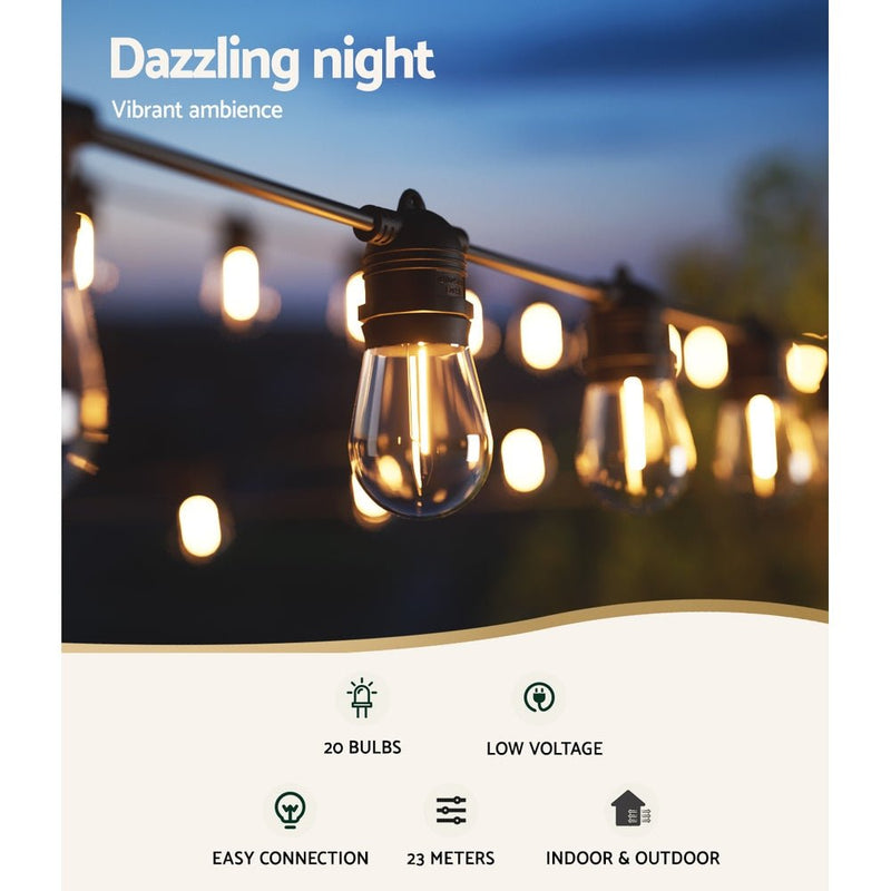 Danoz Xmas🎅 23m Festoon Lights Christmas Fairy String Lights Outdoor Party Garden Decor - danozdirect