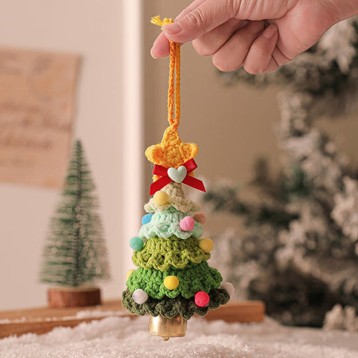 Danoz Xmas - 2PCS Green Handmade - Style Crochet Christmas Tree Ornament - Festive Plush Hanging Decor for Home & Car - danozdirect