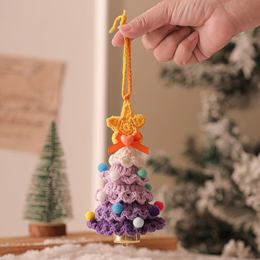 Danoz Xmas - 2PCS Purple Handmade - Style Crochet Christmas Tree Ornament - Festive Plush Hanging Decor for Home & Car - danozdirect