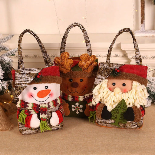 Danoz Xmas🎅 3 PCS Christmas Gift Bags - Santa, Snowman, and Reindeer Design for Holiday Treats and Presents - danozdirect