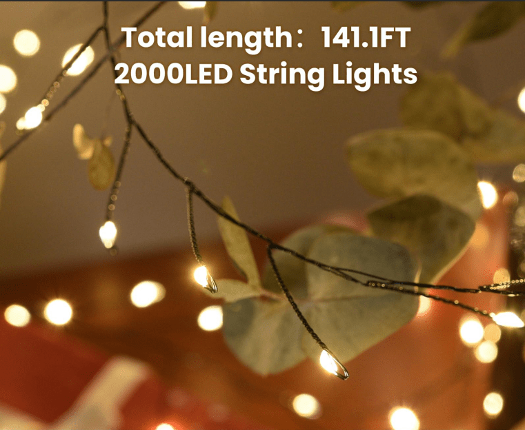 Danoz Xmas - 300 LED Warm White Fairy String Lights, 9m Green Wire, Battery - Operated, IP44 Waterproof with Timer for Christmas Decor (Batteries Not Included) - danozdirect