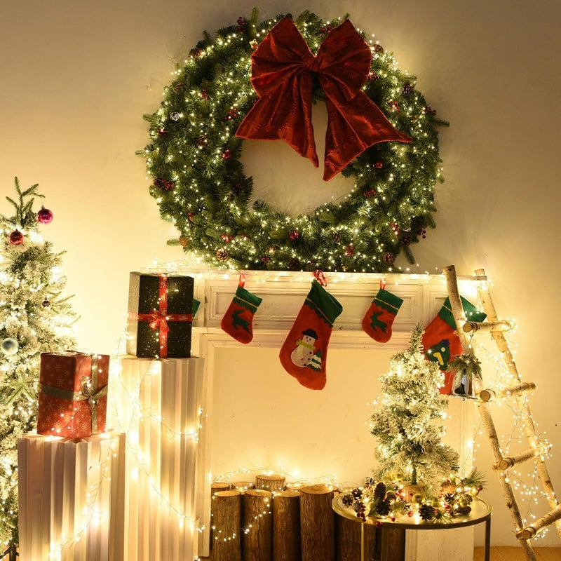 Danoz Xmas - 300 LED Warm White Fairy String Lights, 9m Green Wire, Battery - Operated, IP44 Waterproof with Timer for Christmas Decor (Batteries Not Included) - danozdirect