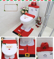 Danoz Xmas🎅 4pcs Christmas Toilet Seat Cover Rug Bathroom Set Santa Snowman Xmas Home Décor, Santa - danozdirect