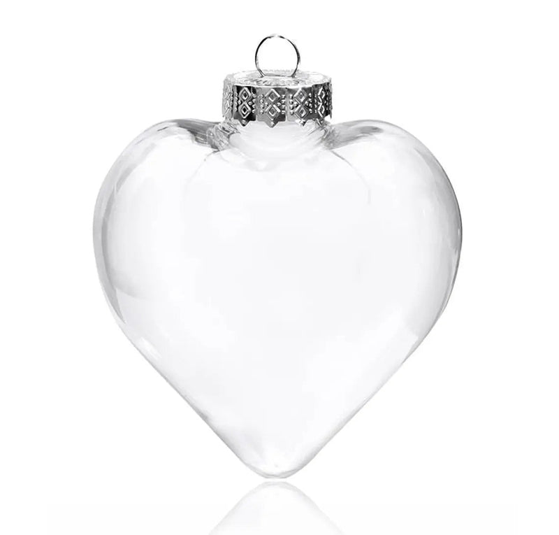 Danoz Xmas - 5 Pack Iridescent Glass Heart Ornaments Fillable Baubles for Christmas Party Wedding DIY Craft Decorations - danozdirect
