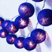 Danoz Xmas - 50 Ball Dark Blue LONG 5m String Light Battery Box 5cm Cotton Ball Christmas Birthday Boy Special Occasion Decoration - danozdirect