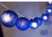 Danoz Xmas - 50 Ball Dark Blue LONG 5m String Light Battery Box 5cm Cotton Ball Christmas Birthday Boy Special Occasion Decoration - danozdirect