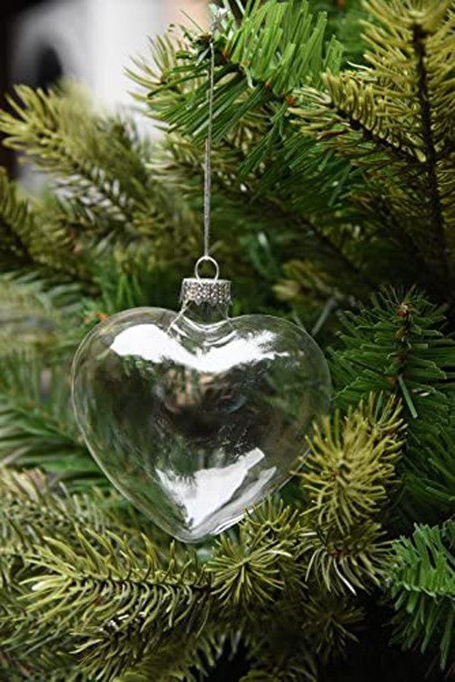 Danoz Xmas - 50 Pack Iridescent Glass Heart Ornaments Fillable Baubles for Christmas Party Wedding DIY Craft Decorations - danozdirect