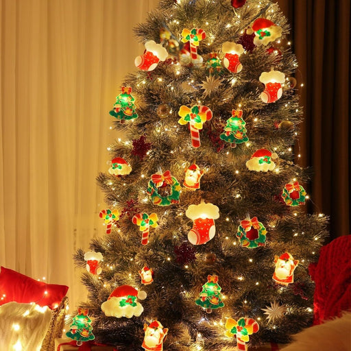 Danoz Xmas - 6M 40 - LED Christmas Fairy String Lights: Santa/Snowman/Wreath Battery - Powered Warm White Decor for Home/Party - danozdirect