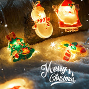 Danoz Xmas - 6M 40 - LED Christmas Fairy String Lights: Santa/Snowman/Wreath Battery - Powered Warm White Decor for Home/Party - danozdirect