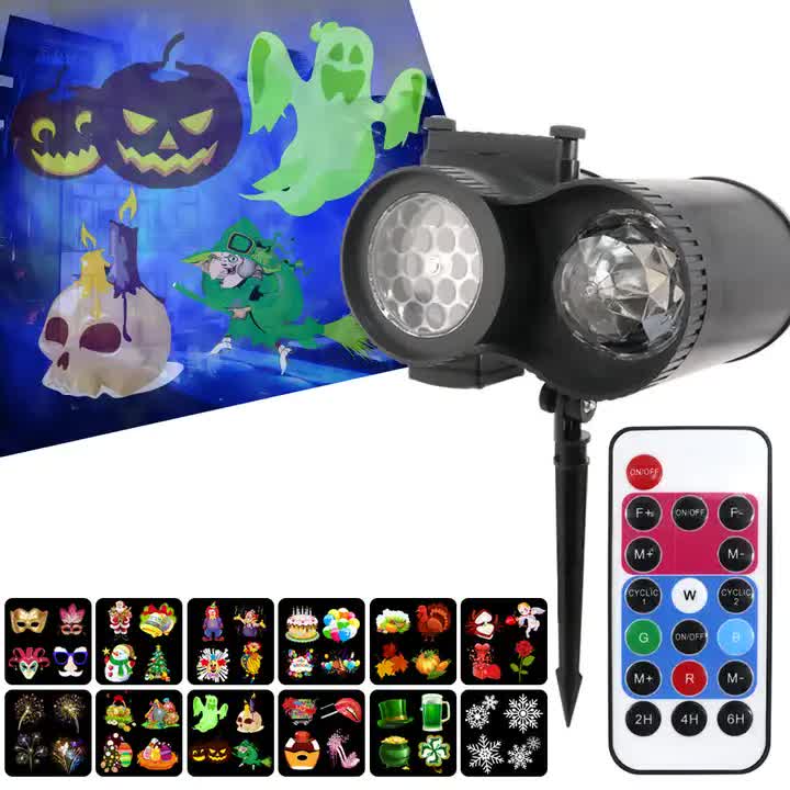 Danoz Xmas - Bracket Outdoor Waterproof Lawn Dual - Tube Projection Light – LED Halloween & Christmas Dynamic Water Ripple Animation, Replaceable 12 Slides, Stake or Stand Mountable - danozdirect