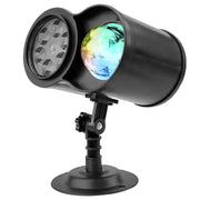 Danoz Xmas - Bracket Outdoor Waterproof Lawn Dual - Tube Projection Light – LED Halloween & Christmas Dynamic Water Ripple Animation, Replaceable 12 Slides, Stake or Stand Mountable - danozdirect