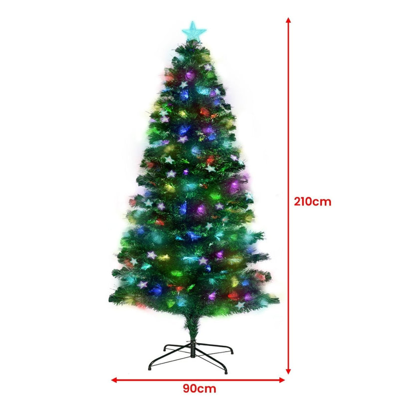 Danoz Xmas🎅 Christabelle 2.1m Enchanted Pre Lit Fibre Optic Christmas Tree Xmas Decor - danozdirect
