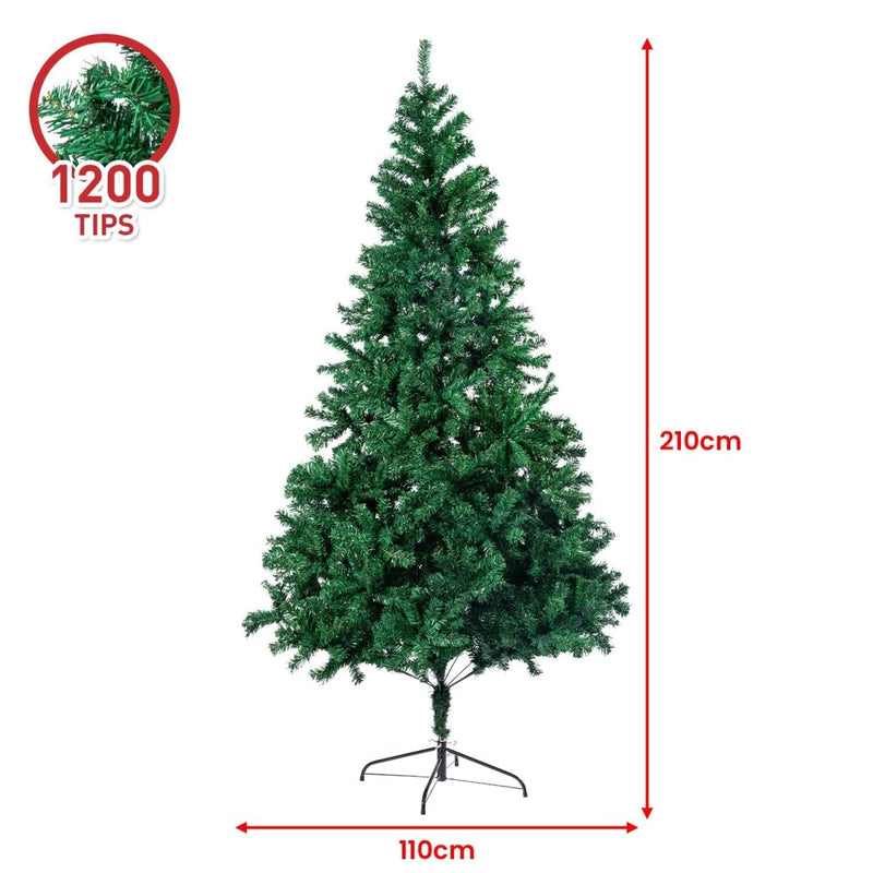 Danoz Xmas🎅 Christabelle Green Christmas Tree 2.1m Xmas Decor Decorations - 1200 Tips - danozdirect